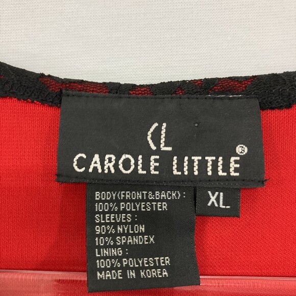 Carole Little size XL Black Red Mesh Lace Asian Print Whimsigoth Y2K Stretch Top - Picture 2 of 11